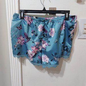 INC International Intimates Concepts Floral Satin Elastic Shorts MEDIUM